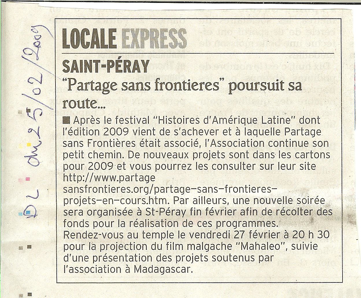 8 eme édition semaine "Histoires d'Amérique latine" de Saint-Péray en ardèche avec l'association Ayllu et Partage sans Frontières - la presse - article 07<