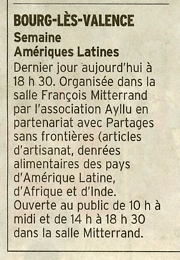 La presse lors de la vingtième semaine Amérique latine de Bourg les Valence organisée par Ayllu Valence