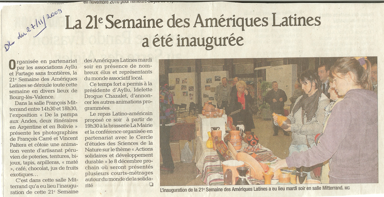 article de presse de la semaine amérique latine de Bourg les Valence 2007