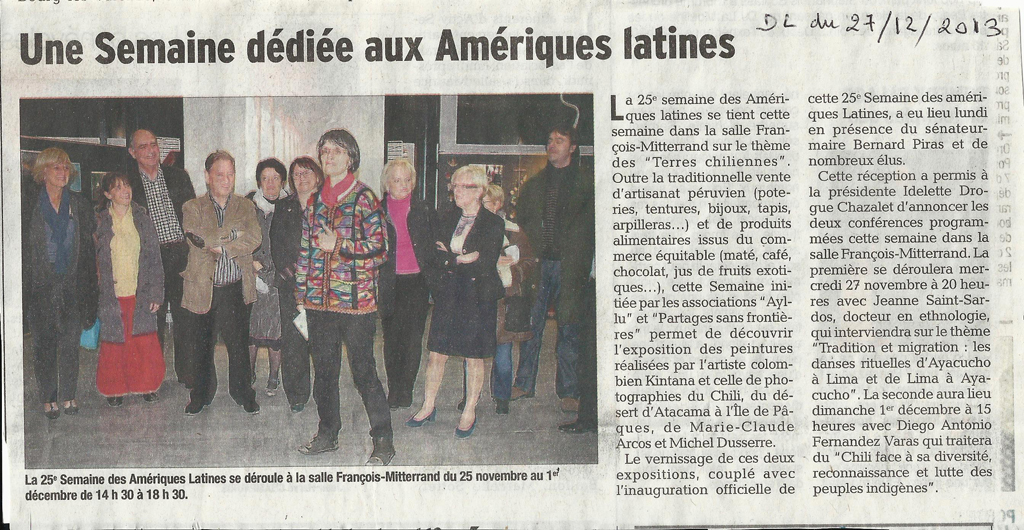 article de presse de la semaine amérique latine de Bourg les Valence 2012