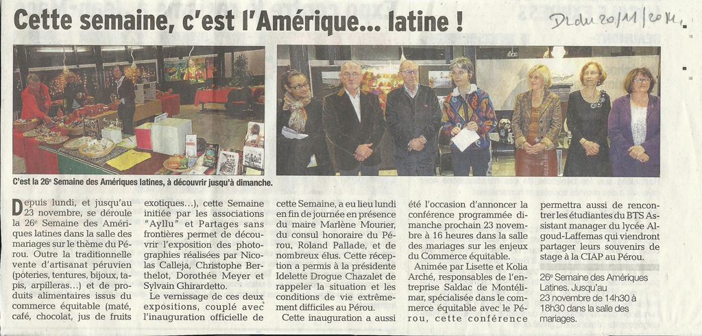 article de presse de la semaine amérique latine de Bourg les Valence 2012