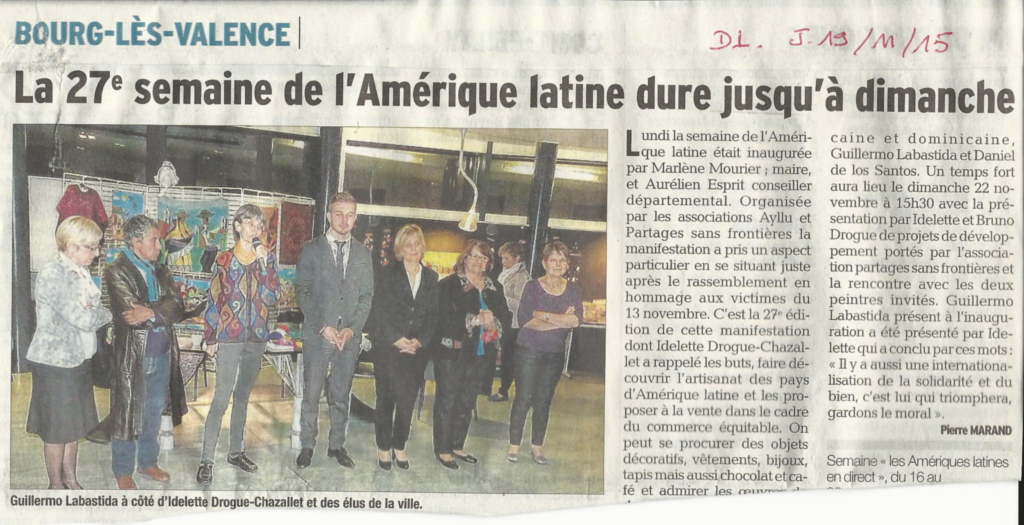 article de presse de la semaine amérique latine de Bourg les Valence 2015