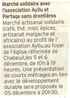 La presse lors la vente solidaire de chabeuil en 2008 avec le SEL et Fabricado