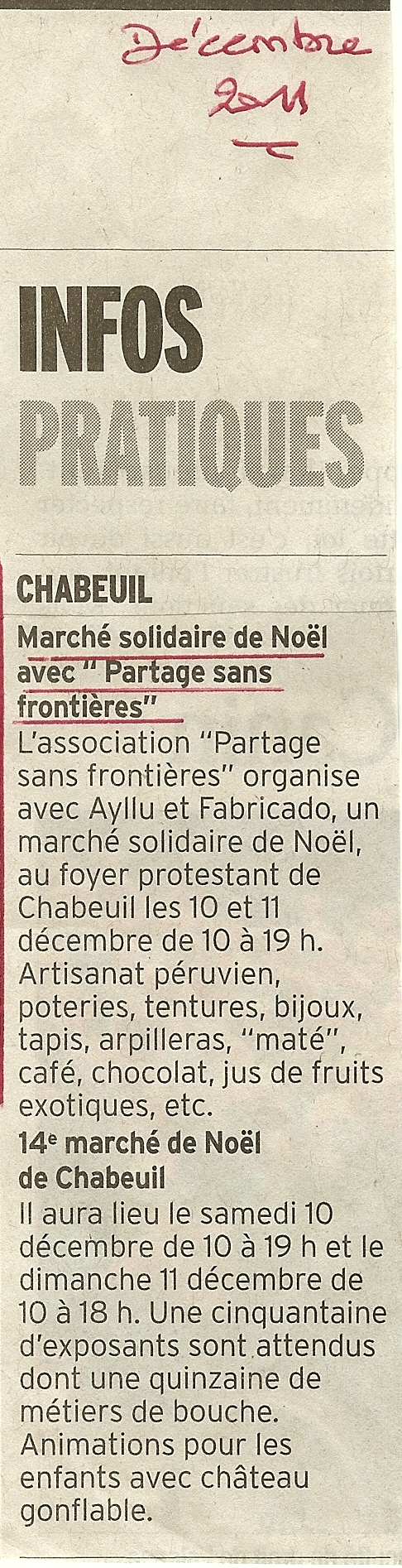 La presse lors la vente solidaire de chabeuil en 2008 avec le SEL et Fabricado