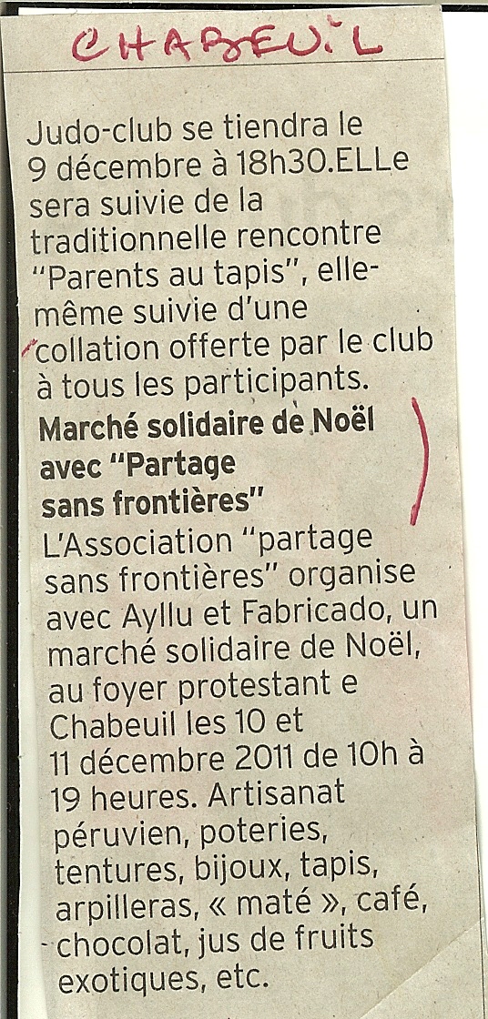 La presse lors la vente solidaire de chabeuil en 2008 avec le SEL et Fabricado