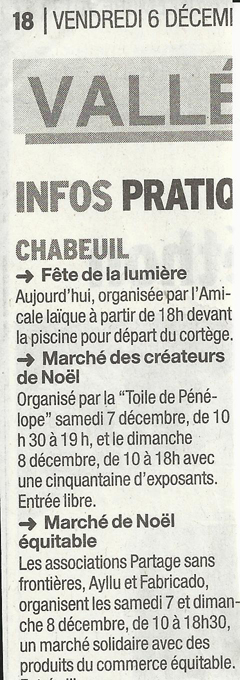 article de presse de la semaine amérique latine de Bourg les Valence 2012