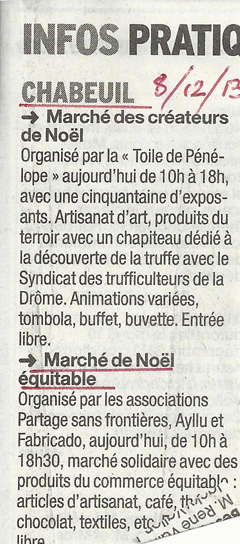 article de presse de la semaine amérique latine de Bourg les Valence 2012