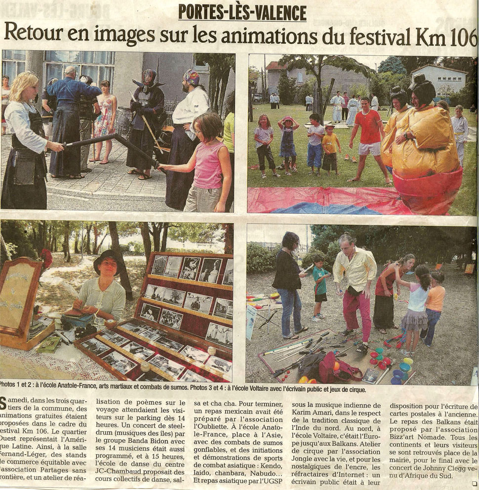 Festival Km106 de Portes les Valence en juillet 2009, présence de Partage sans Frontières et d'Ayllu