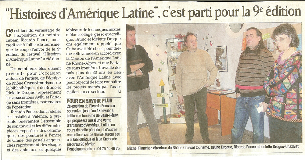 8 eme édition semaine "Histoires d'Amérique latine" de Saint-Péray en ardèche avec l'association Ayllu et Partage sans Frontières - la presse - article 08