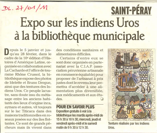 10 eme édition semaine "Histoires d'Amérique latine" de Saint-Péray en ardèche avec l'association Ayllu et Partage sans Frontières - la presse - article 08