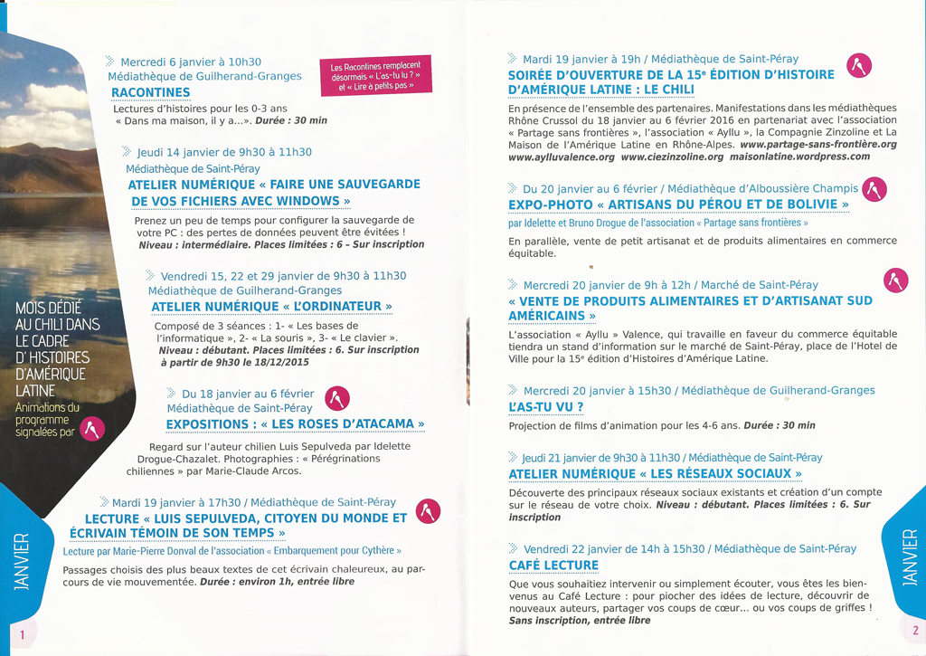 15 eme édition semaine "Histoires d'Amérique latine" de Saint-Péray en ardèche avec l'association Ayllu et Partage sans Frontières - la presse - article du Dauphiné libéré